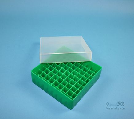 plastic-box EPPi® Box, 45mm, green, plain lying lid, fixed 9x9 grid